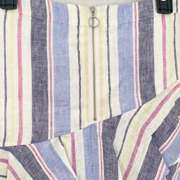 Parker multi stripe Ruffle Linen mini skirt NWT - Picture 3 of 8